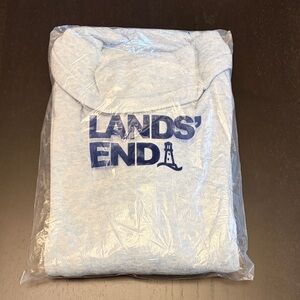 NWT women's lands end wr fleece sweater tunic pullover xl soft sky heather